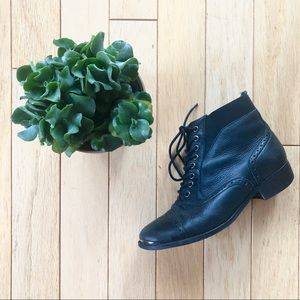 Aldo Black Leather Lace Up Boots